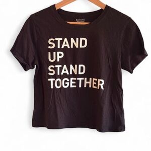 Athleta 'Stand‎ Up Stand Together' Black and White Graphic Tee S